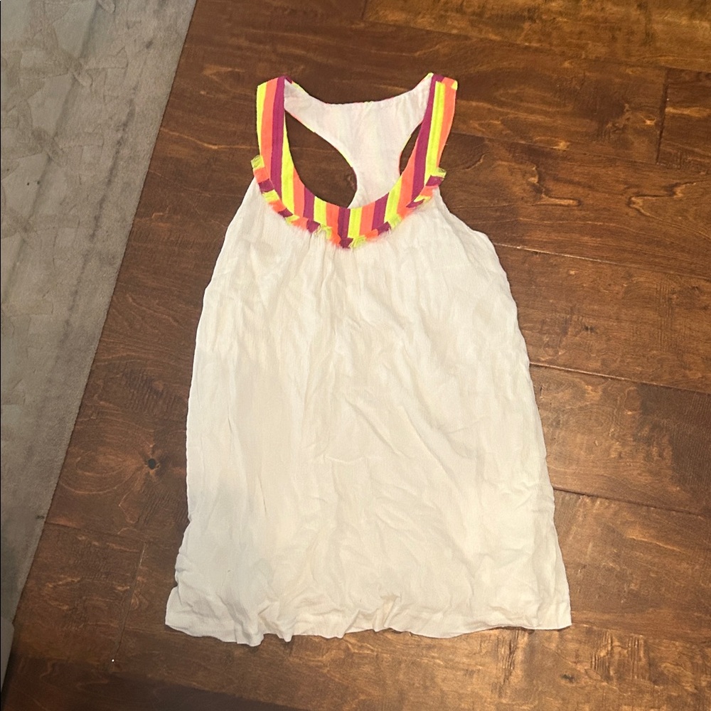 Merona White Swim Coverup with Multicolor Trim